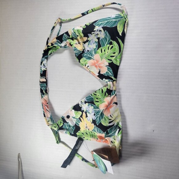 Volcom Shady Beach Women Tropical Floral Adjustable Halter Bikini Top Size XL - Picture 3 of 10